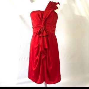 BCBG Maxazria Red One Shoulder Party Dress